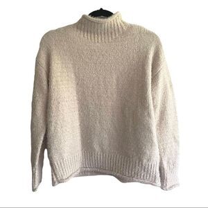RACHEL ZOE Cream Chenille Mock Cowl Neck Long Sleeve Sweater Roll Hem XS